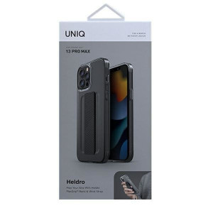 Гръб с лентов държач и каишка UNIQ Heldro с антимикробно покритие - iPhone 13 Pro Max опушен - Img 7