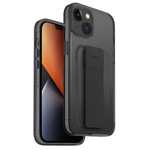 Гръб с лентов държач и каишка UNIQ Heldro с антимикробно покритие - iPhone 14 Plus черен дим - Img 1
