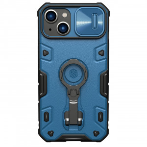 Гръб с подвижно покритие за камерата и ринг държач NILLKIN CamShield Armor Pro - iPhone 14 Plus син - Img 1
