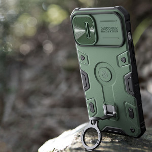 Гръб с подвижно покритие за камерата и ринг държач NILLKIN CamShield Armor Pro MagSafe - iPhone 14 Plus син - Img 9