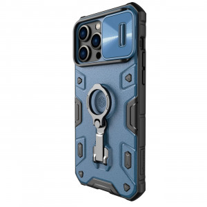 Гръб с подвижно покритие за камерата и ринг държач NILLKIN CamShield Armor Pro MagSafe - iPhone 14 Pro Max син - Img 2