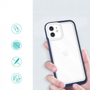 Гръб Clear 3в1 с гел рамка - iPhone 12 син - Img 2
