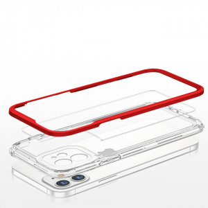 Гръб Clear 3в1 с гел рамка - iPhone 12 червен - Img 5