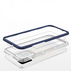 Гръб Clear 3в1 с гел рамка - Samsung Galaxy A03s син - Img 5