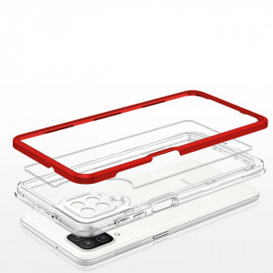Гръб Clear 3в1 с гел рамка - Samsung Galaxy A12 червен - Img 5
