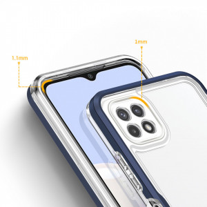 Гръб Clear 3в1 с гел рамка - Samsung Galaxy A22 5G син - Img 4