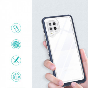 Гръб Clear 3в1 с гел рамка - Samsung Galaxy A42 5G син - Img 2