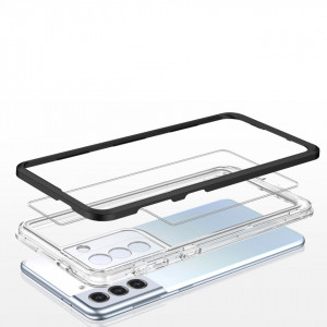 Гръб Clear 3в1 с гел рамка - Samsung Galaxy S21+ 5G черен - Img 5
