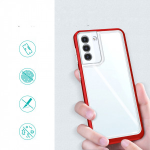 Гръб Clear 3в1 с гел рамка - Samsung Galaxy S22+ червен - Img 2