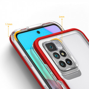 Гръб Clear 3в1 с гел рамка - Xiaomi Redmi 10 / 10 2022 / Note 11 4G червен - Img 4