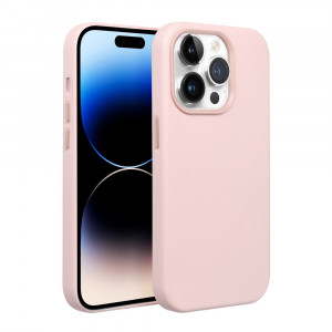 Гръб Leather Mag съвместим с MagSafe - iPhone 14 Pro розова пудра - Img 4