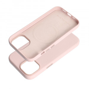Гръб Leather Mag съвместим с MagSafe - iPhone 15 розов - Img 3
