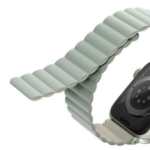 Двулицева магнитна каишка UNIQ Revix - Apple Watch Ultra 49mm / Ultra 2 49mm / 45mm Series 9 / 45mm Series 8 / 45mm Series 7 / 44mm SЕ (2nd gen) / 44mm SE / 44mm Series 6 / 44mm Series 5 / 44mm Series 4 / 42mm Series 3 / 42mm Series 2 резеда / бежов - Img 7