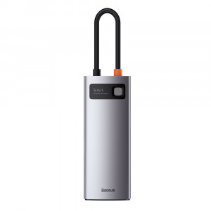 Докинг станция BASEUS Metal Gleam Series 5в1 USB Type C към HDMI / 3x USB Type A / USB Type C Power Delivery 30Hz Version сива - Img 3