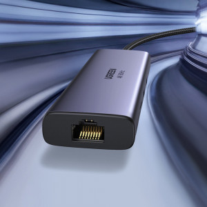 Докинг станция UGREEN 7в1 USB Type C към 2x USB Type A 3.2 Gen.1 / HDMI 4K 60Hz / четец за SD и Micro SD карти / USB Type C Power Delivery 100W / RJ45 1000Mbps (1Gbps) (60515 CM512) сива - Img 4