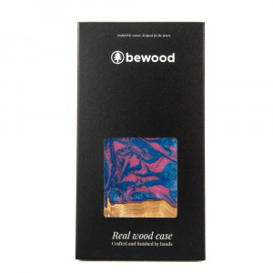 Дървен гръб BEWOOD Unique Wood and Resin - iPhone 14 Vegas розов / син - Img 5