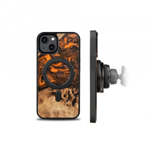 Дървен гръб BEWOOD Unique Wood and Resin MagSafe - iPhone 15 Plus оранжев / черен - Img 2