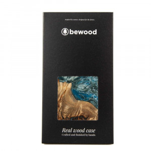 Дървен гръб BEWOOD Unique Wood and Resin - Samsung Galaxy A54 5G Planet Earth син / зелен - Img 3