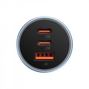 Зарядно за кола BASEUS Golden Contactor Pro 65W USB Type A / 2x USB Type C (CGJP010003) синьо - Img 2