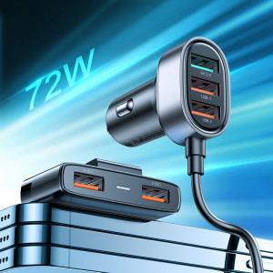 Зарядно за кола JOYROOM 45W 3x USB Type A с удължител за задната седалка 2x USB Type A (JR-CL03 Pro) черно - Img 2