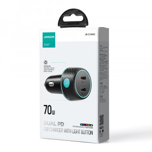 Зарядно за кола JOYROOM 70W 2x USB Type C с осветление (JR-CCN02) черно - Img 8