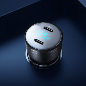 Зарядно за кола JOYROOM 70W 2x USB Type C с LED диспелй (JR-CCD02) черно - Img 16