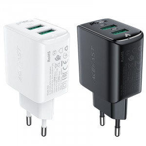 Зарядно за стена ACEFAST 18W 2x USB Type A QC3.0 AFC FCP (A33) бяло - Img 6