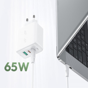 Зарядно за стена ACEFAST 2в1 65W USB Type A / 2x USB Type C PD QC3.0 AFC FCP + кабел USB Type C към USB Type C (A13) бяло - Img 7