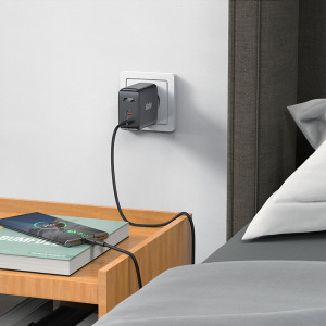 Зарядно за стена ACEFAST GaN 50W 2x USB Type C PD QC3.0 AFC FCP (A29) бяло - Img 2