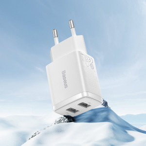 Зарядно за стена BASEUS 10.5W 2x USB Type A бяло - Img 9