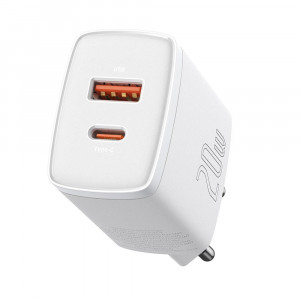 Зарядно за стена BASEUS 20W 3A USB Type A / USB Type C PD QC3.0 (CCXJ-B02) бяло - Img 1