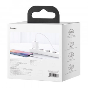 Зарядно за стена BASEUS Super Si 1C 20W USB Type C PD + кабел USB Type C към Lightning 1m (TZCCSUP-B02) бяло - Img 6