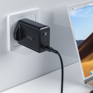 Зарядно за стена (UK стандарт) ACEFAST GaN 50W 2x USB Type C PPS PD Q3 3.0 AFC FCP (A32) бяло - Img 3