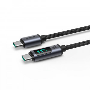 Кабел за зареждане и данни с дисплей и оплетка JOYROOM USB Type C към USB Type C 100W 1.2m S-CC100A16 черен - Img 9