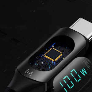 Кабел за зареждане и данни с дисплей и оплетка WOZINSKY USB Type C към USB Type C WUCCC1 Power Delivery 100W 1m черен - Img 6