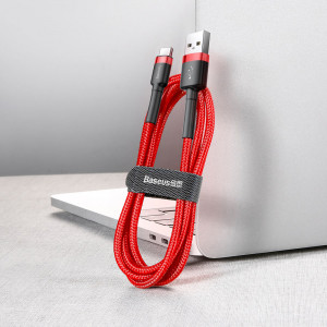 Кабел за зареждане и данни с оплетка BASEUS Cafule USB Type A към USB Type C с бързо зареждане 3.0 2A 2m червен (CATKLF-C09) - Img 5