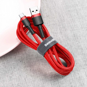 Кабел за зареждане и данни с оплетка BASEUS Cafule USB Type A към USB Type C 3A 1m (CATKLF-B09) червен - Img 5