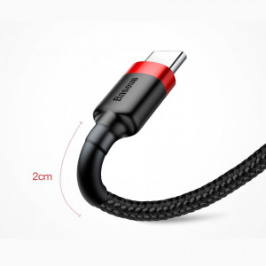 Кабел за зареждане и данни с оплетка BASEUS Cafule USB Type A към USB Type C 2A 3mн (CATKLF-U91) черен / червен - Img 14
