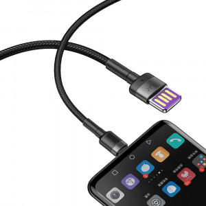 Кабел за зареждане и данни с оплетка BASEUS Cafule USB Type A към USB Type C с бързо зареждане 3.0 40W 1m (CATKLF-PG1) сив / черен - Img 11