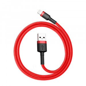 Кабел за зареждане и данни с оплетка BASEUS Cafule USB Type A към Lightning с бързо зареждане 3.0 2.4A 0.5m червен (CALKLF-A09) - Img 6