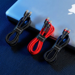 Кабел за зареждане и данни с оплетка BASEUS Cafule USB Type C към USB Type C с бързо зареждане 3.0 Power Delivery 2.0 3A 60W 20V 1m (CATKLF-GG1) черен / сив - Img 8