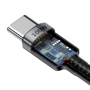 Кабел за зареждане и данни с оплетка BASEUS Cafule USB Type C към USB Type C Power Delivery 2.0 100W 20V 5A 2m сив (CATKLF-ALG1) - Img 5