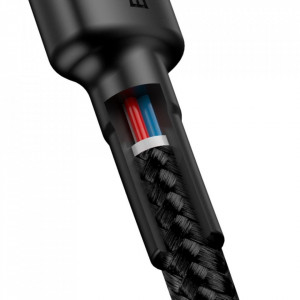 Кабел за зареждане и данни с оплетка BASEUS Cafule USB Type C към USB Type C с бързо зареждане 3.0 Power Delivery 2.0 3A 60W 20V 1m (CATKLF-GG1) черен / сив - Img 4