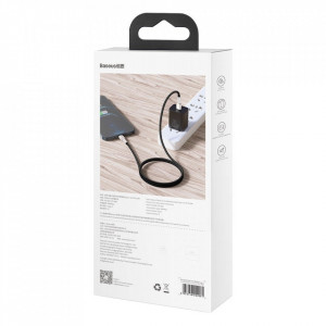 Кабел за зареждане и данни с оплетка BASEUS Cafule USB Type C към Lightning Power Delivery 20W 1m (CATLJK-A01) черен - Img 6