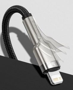 Кабел за зареждане и данни с оплетка BASEUS Cafule USB Type C към Lightning Power Delivery 20W 1m (CATLJK-A01) черен - Img 13