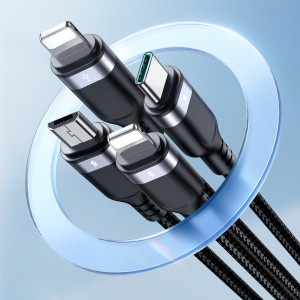 Кабел за зареждане и данни с оплетка JOYROOM 4in1 USB Type A към USB Type C / 2x Lightning / Micro USB 1.2m S-1T4018A18 черен - Img 6