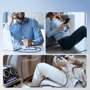 Кабел за зареждане и данни с оплетка JOYROOM Light-Speed SA25-CC5 100W USB Type C към USB Type C 1.2m бял - Img 8