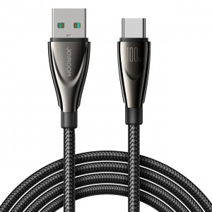 Кабел за зареждане и данни с оплетка JOYROOM Pioneer SA31-AC6 USB Type A към USB Type C 100W 1.2m черен - Img 1