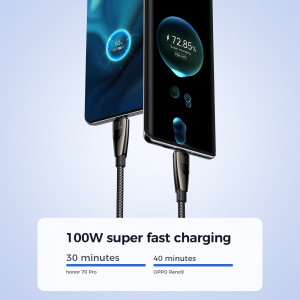 Кабел за зареждане и данни с оплетка JOYROOM Pioneer SA31-AC6 USB Type A към USB Type C 100W 1.2m черен - Img 15