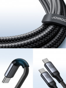 Кабел за зареждане и данни с оплетка JOYROOM Speedy SA21-1T2 USB Type C към USB Type C / USB Type C 1.5m черен - Img 10